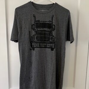 Ames Bros "Think Fast Hippie" Semi Truck Graphic Tee Grey Size M Collectible